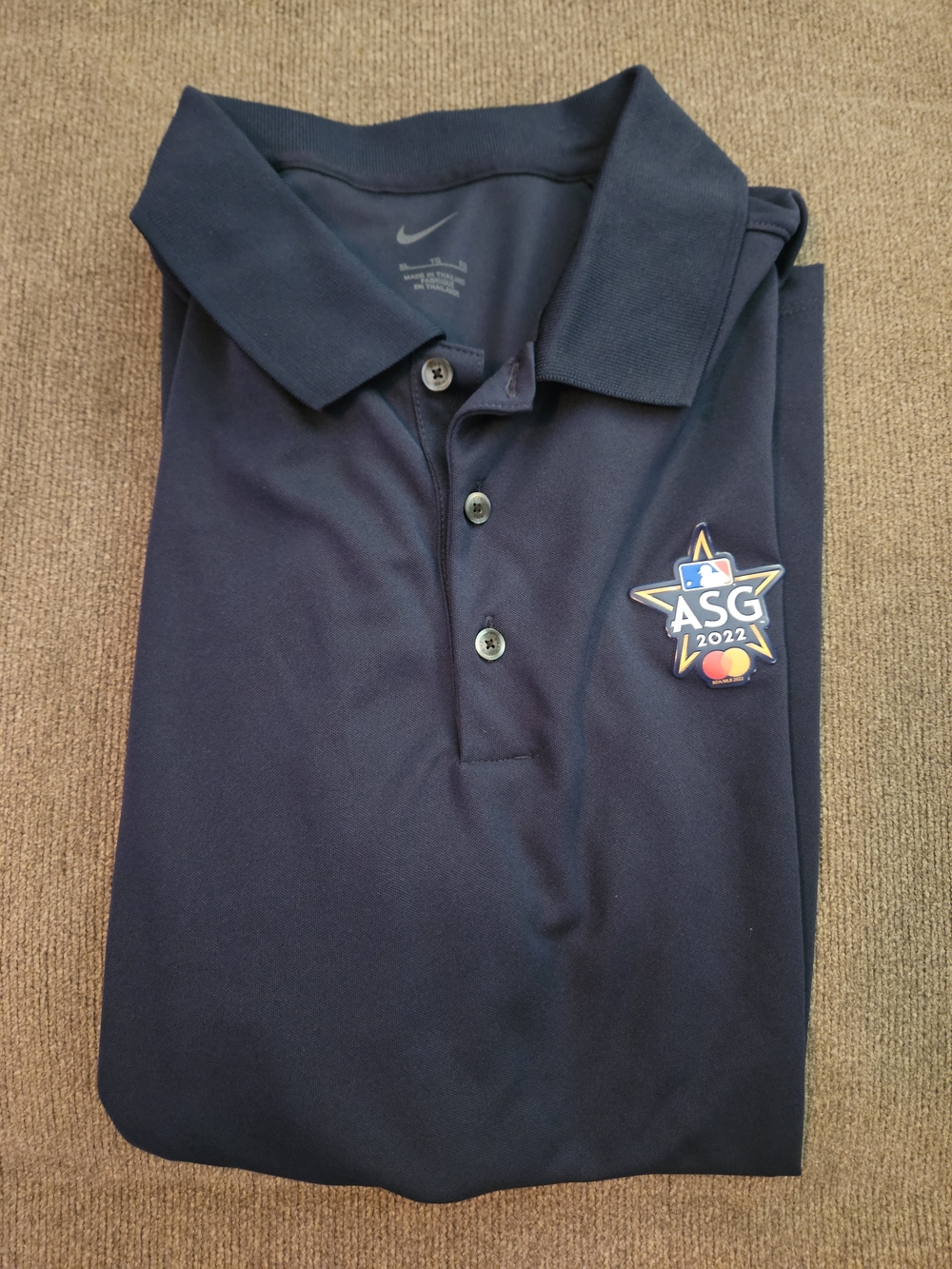 2022 MLB All-Star Game ASG Los Angeles Nike Dri-FIT Blue Polo Shirt Large RARE